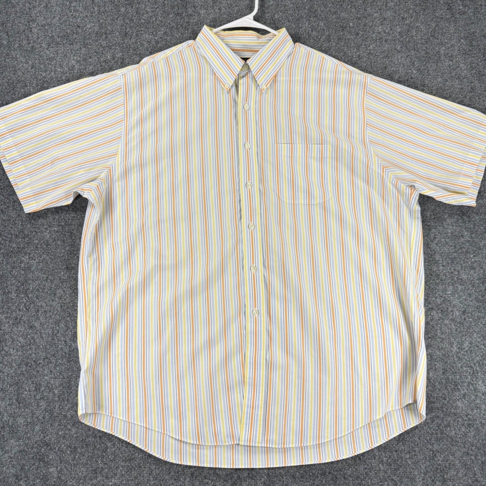 Brooks Brothers 346 Short Sleeve Shirt Mens XL Multi Color Cotton Striped Cotton